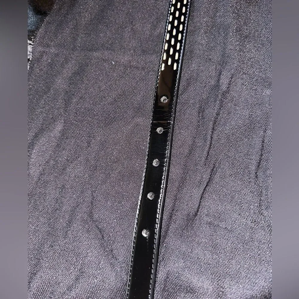 Alfani Black Patent Leather Belt - Black with Bass Buckle Size M